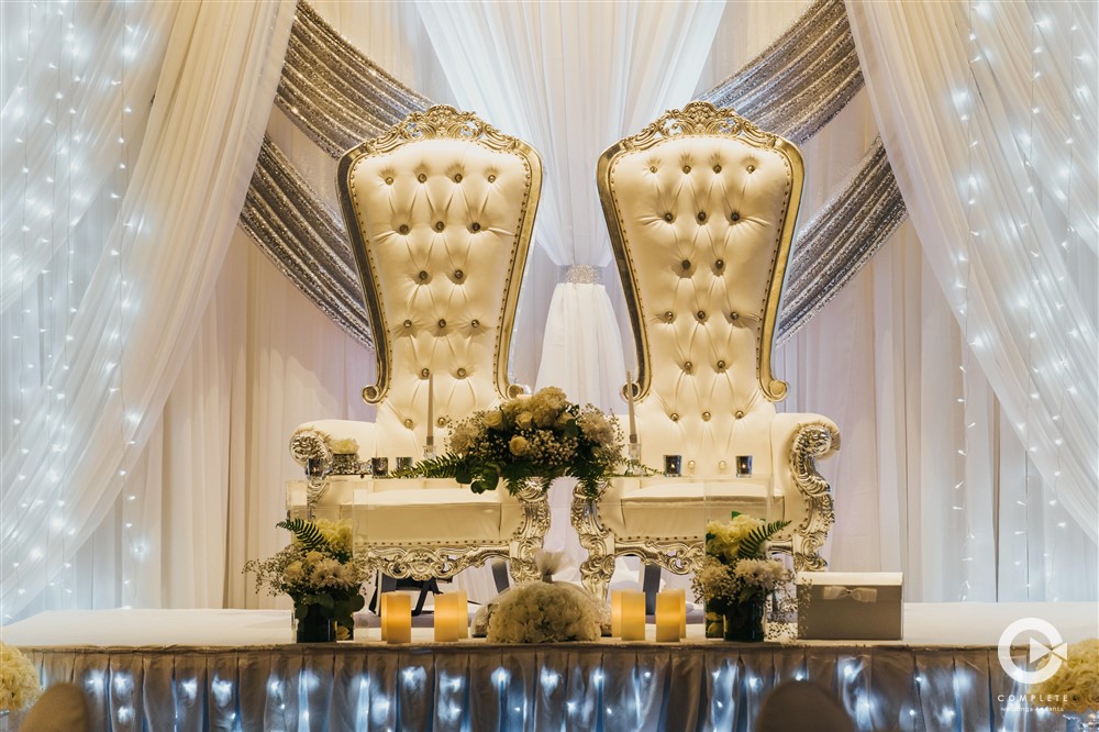 Golden chairs during a New Years Eve wedding in Orlando