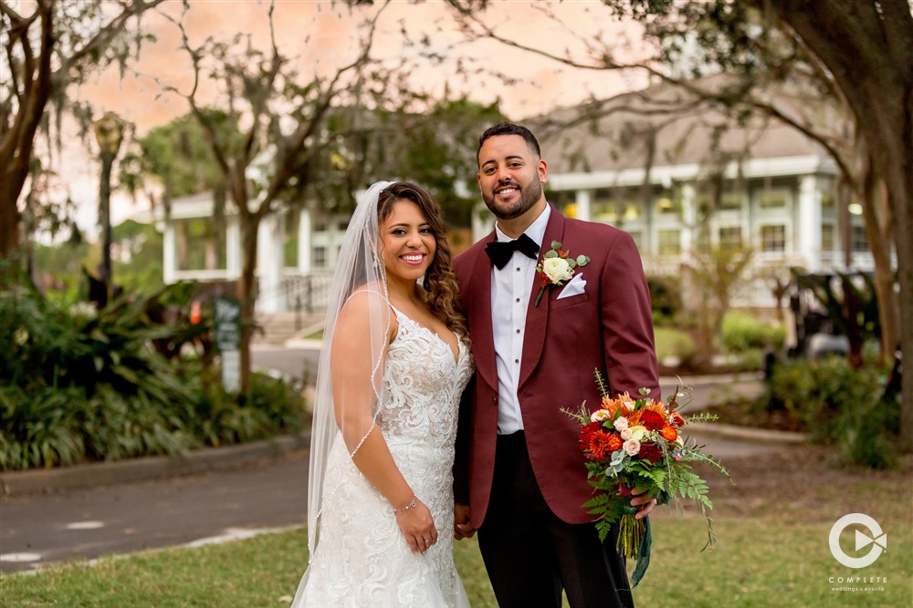 Wedding couple photo during their October wedding reception