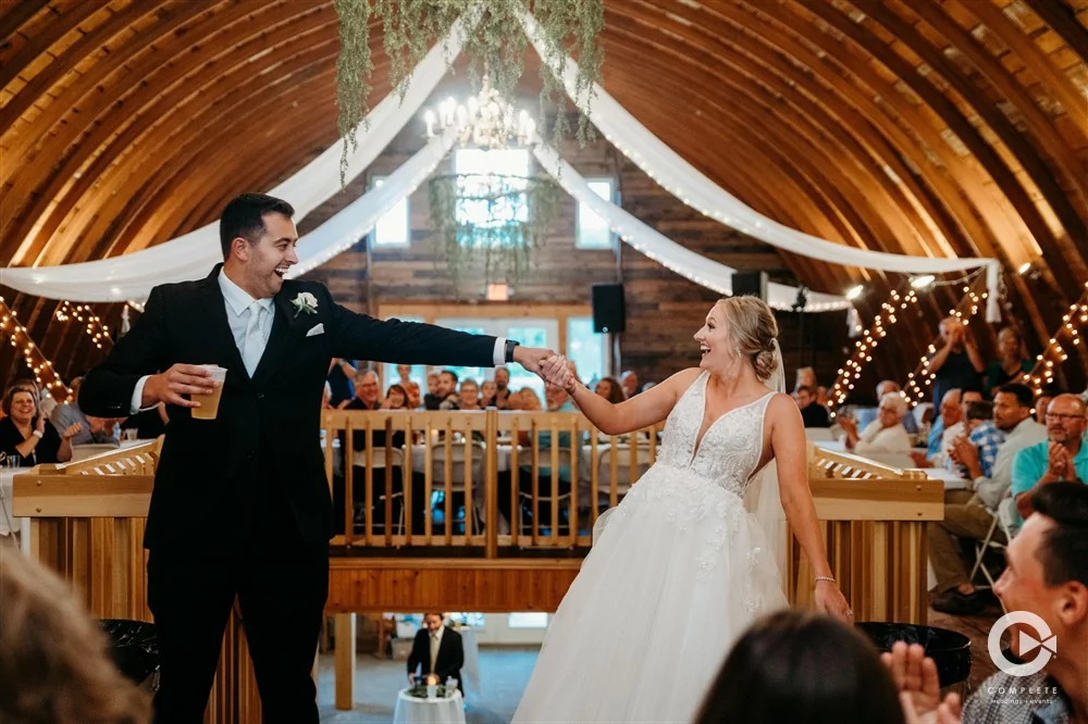 Couple dancing together at wedding barn in Orlando, FL