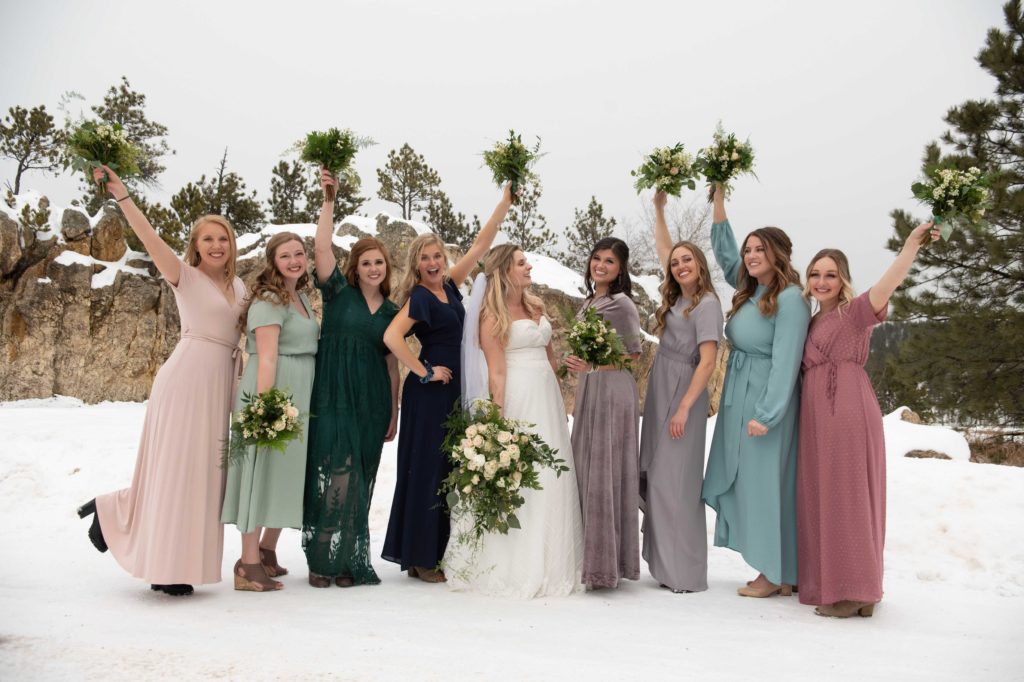 Winter wedding bridesmaids