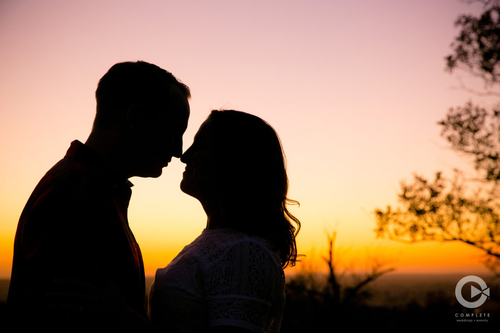 Evening Silhouette Engagement Couple Photo