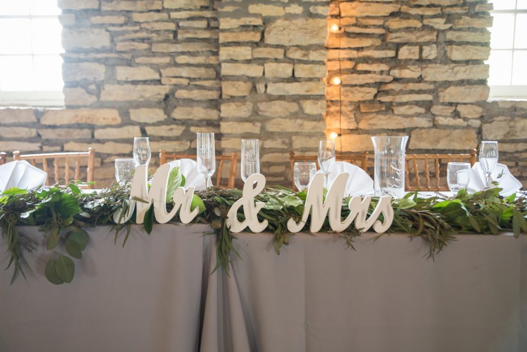 Head Table Wedding Ideas at the Mayowwod Stone Barn in Rochester, MN