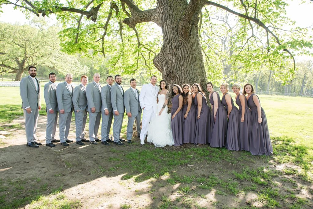 Bridal Party Photo in the Spring at the Mayowood Stone Barn in Rochester, MN