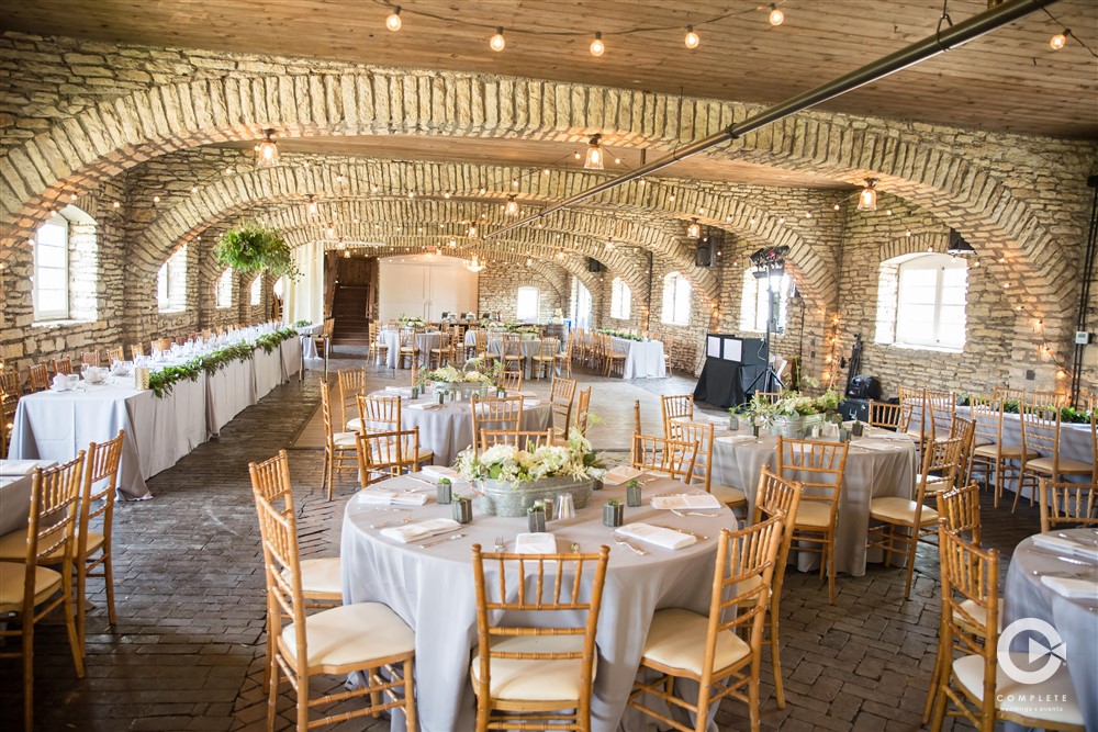 stone barn wedding set-up
