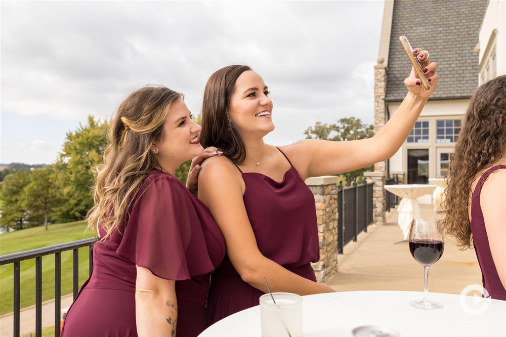 bridesmaids taking selfies