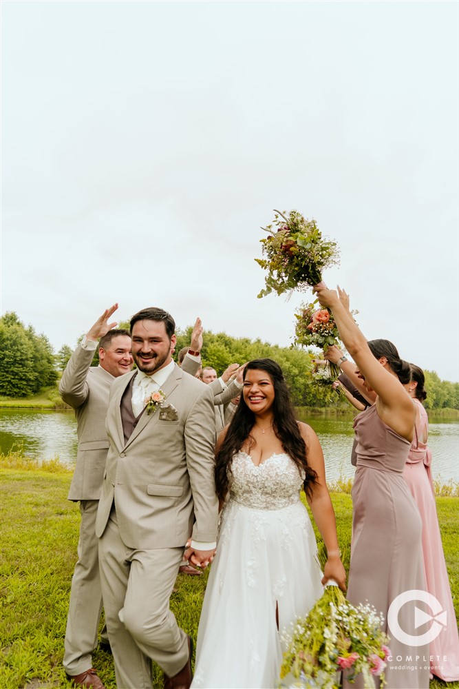 colorful lakeside wedding