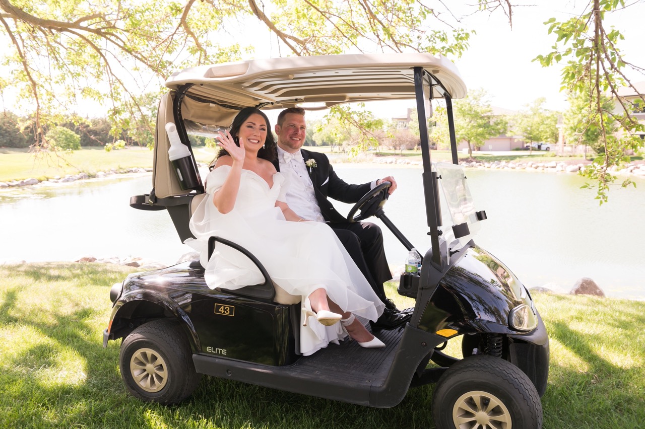 golf cart wedding exit