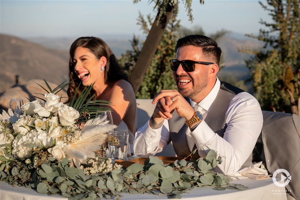 bride and groom head table