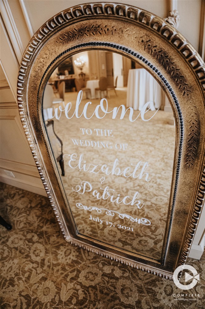 regal wedding welcome sign