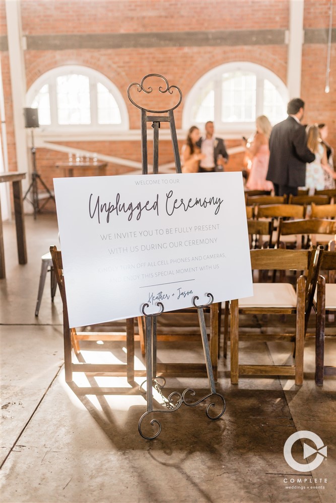 unplugged ceremony sign at Brick San Diego venue