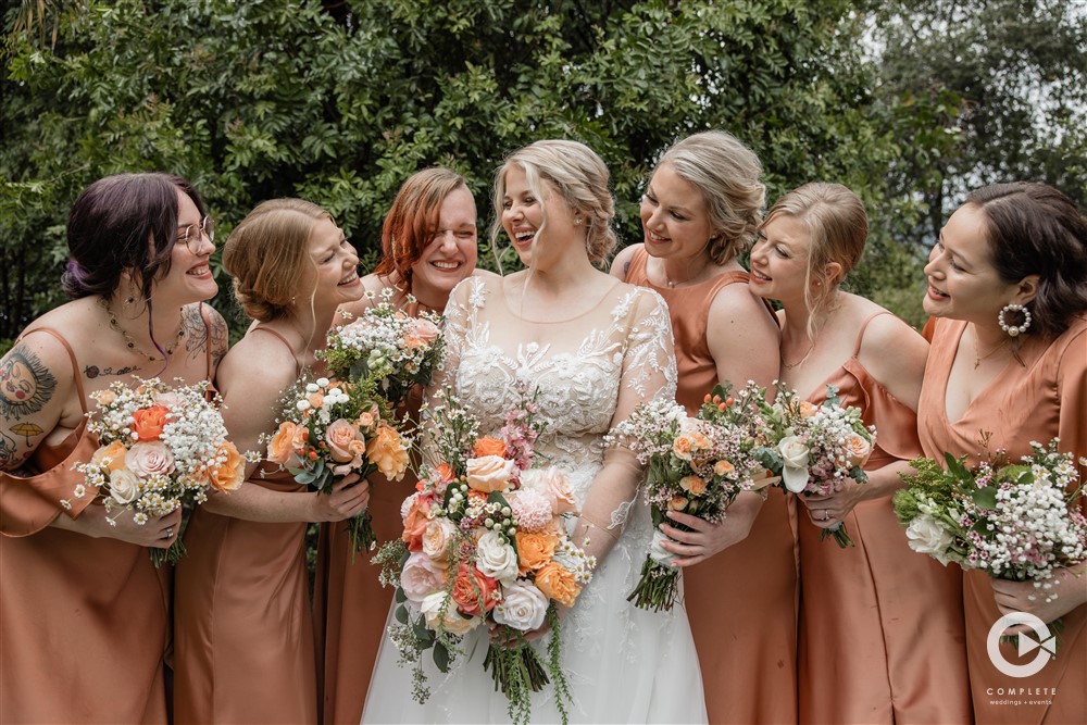 peach bridal party attire