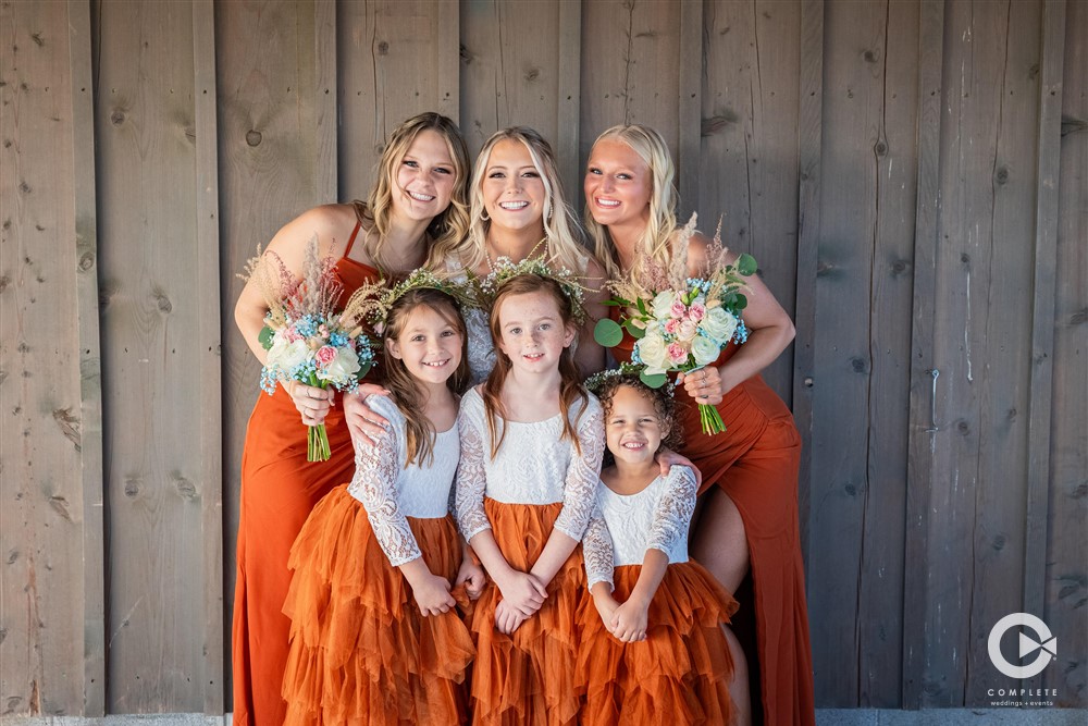 orange wedding party dresses