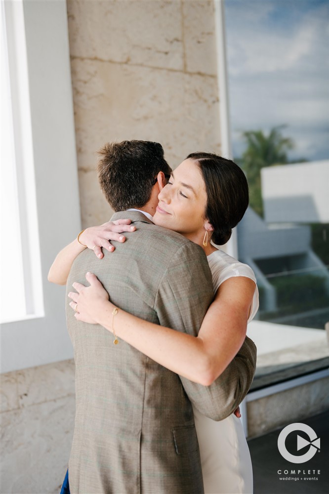 bride and groom first look