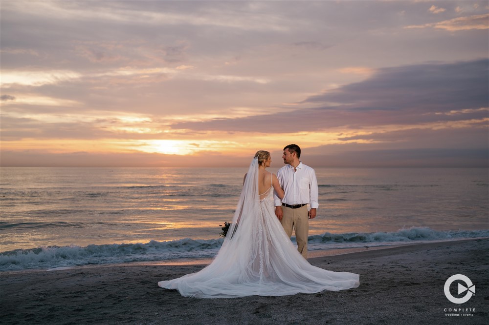 Sarasota newlywed portraits at sunset.