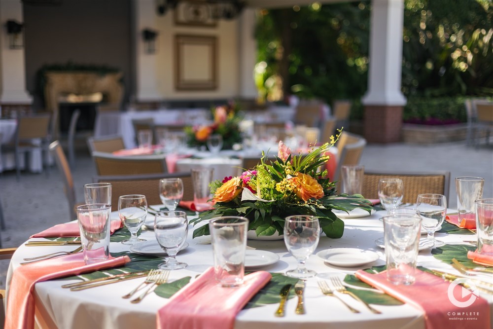 Beautiful tables at Christine and Joe's Captivating Tropical Wedding at Palmetto Riverside Bed and Breakfast