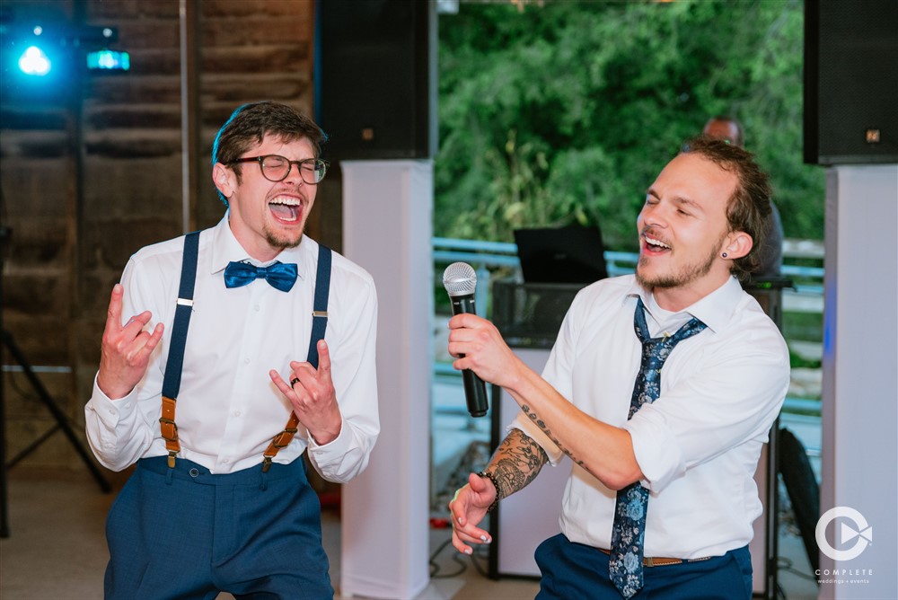 Guys sing karaoke at a bachelor party in Sarasota