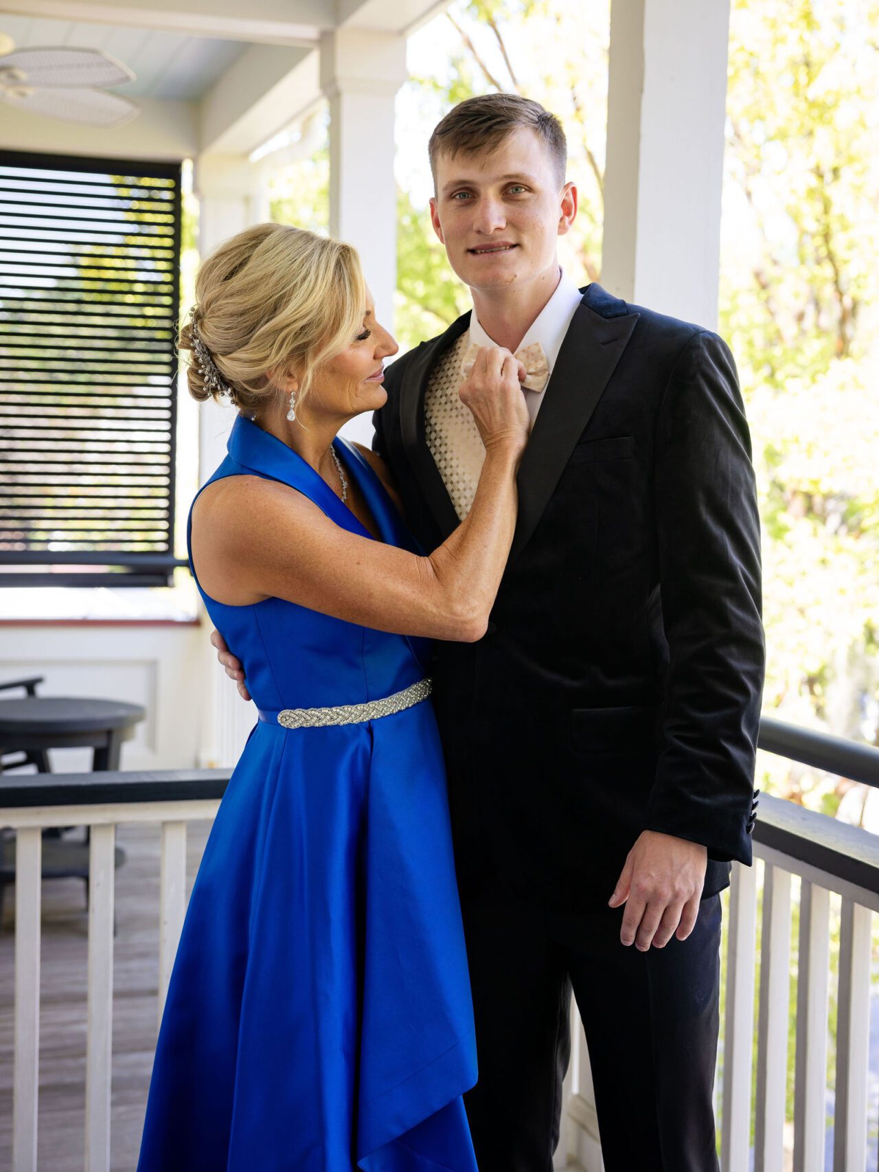 Mother and son at wedding