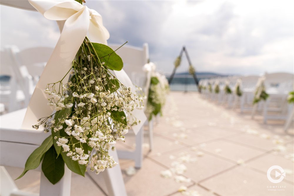 ceremony area by mountains