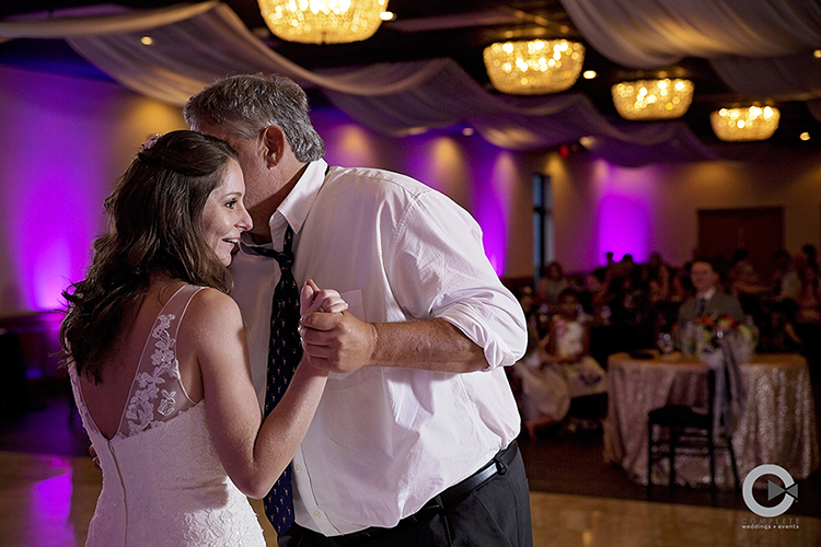 Father Daughter Dance with Purple Up Lighting in Background