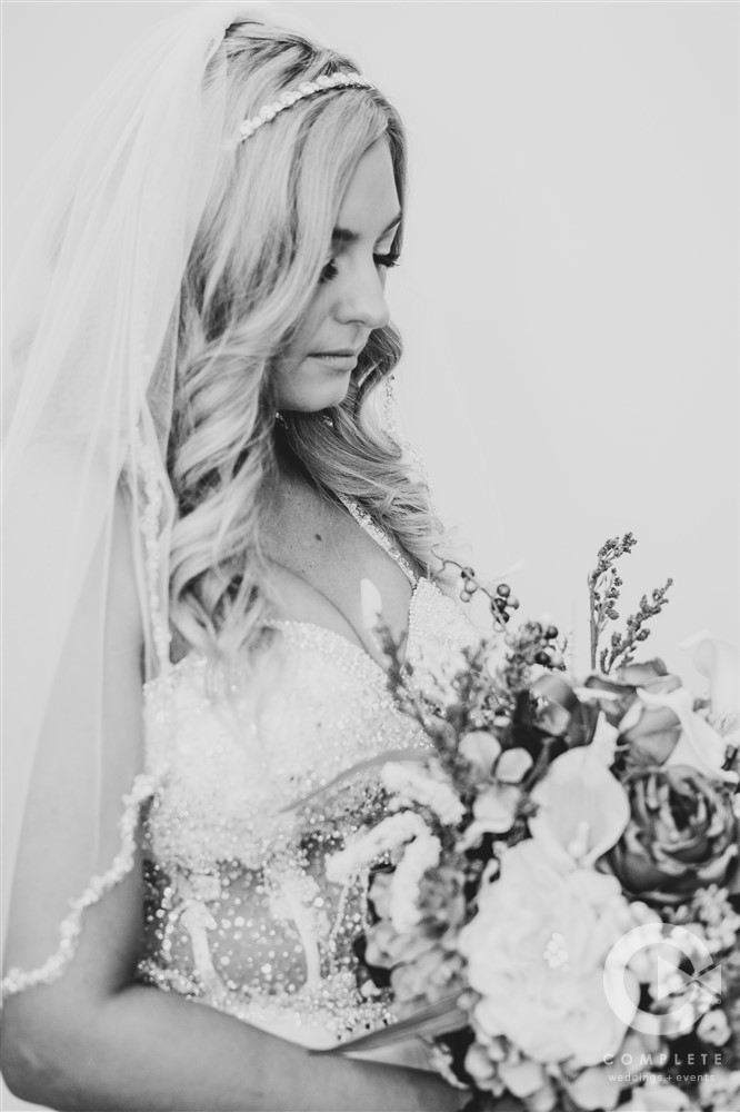 black and white bridal portrait