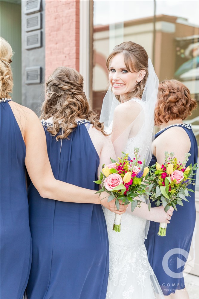 bride with her bridesmaids downtown springfield