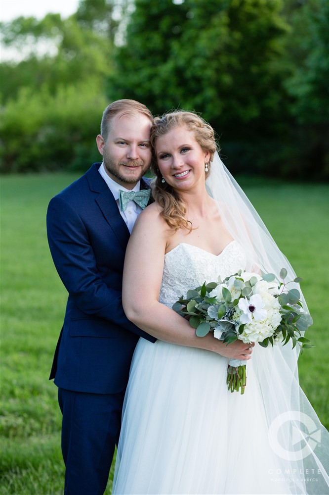 Wedding picture of bride and groom at Haseltine Estates