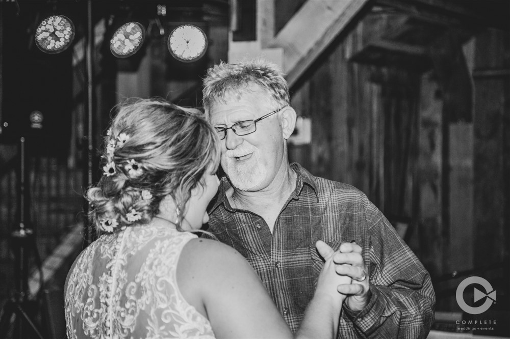 father and daughter dance black and white