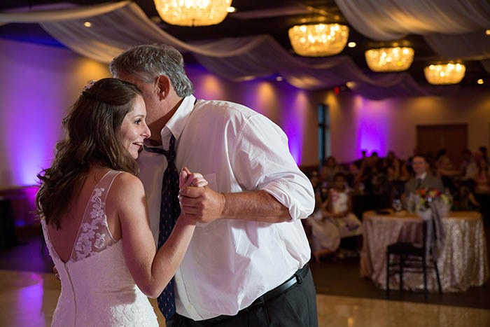 Father Daughter dance at The Diamond Room with purple up-lighting
