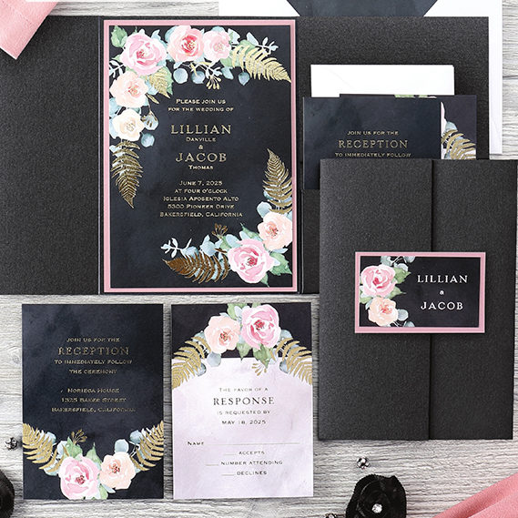 black and pink stationery