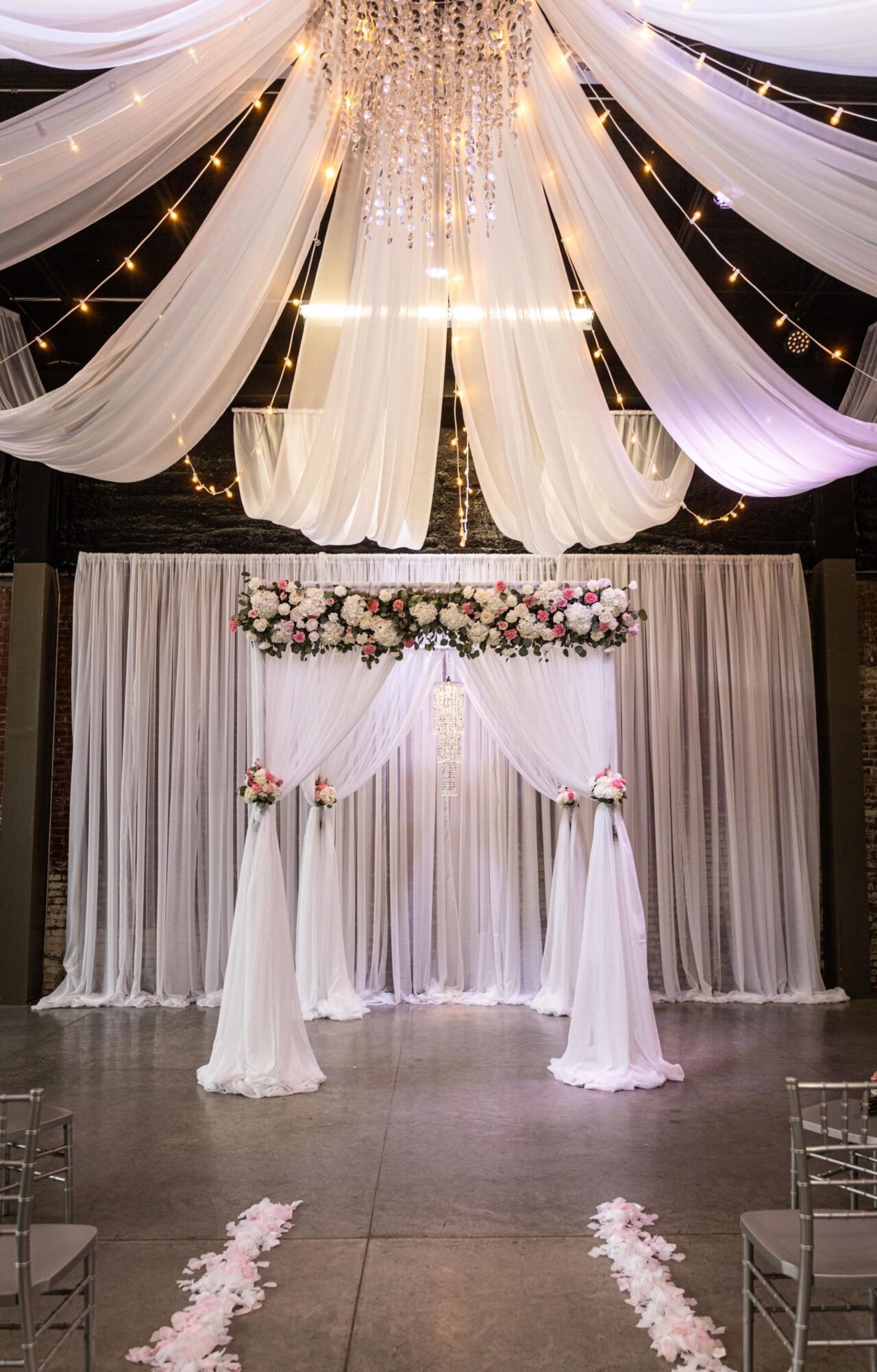 Shannon's Custom Floral drapery and floral design at Old Glass Place