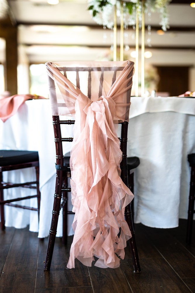 blush chair covers at Big Cedar for wedding reception