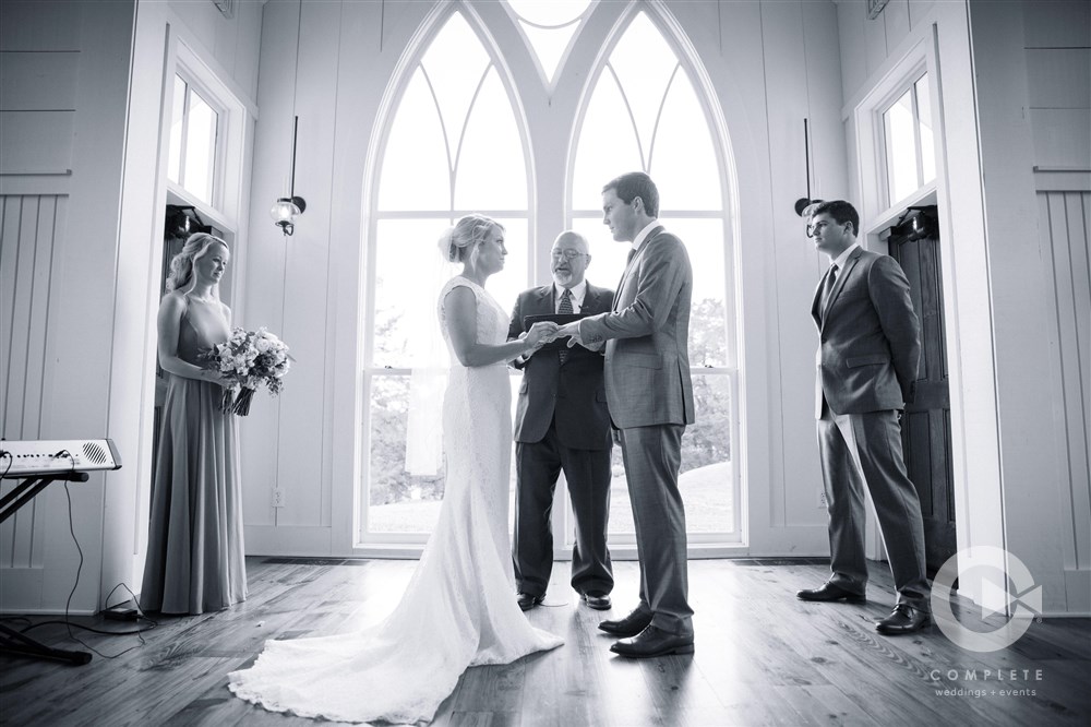 Bride and Groom exchanging vows during live stream video