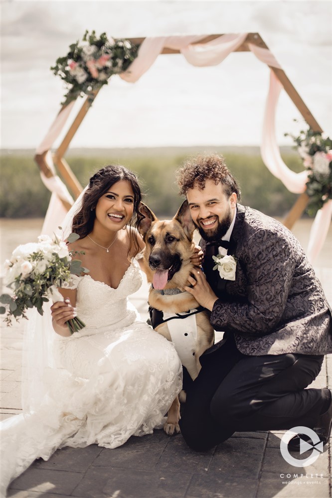 Complete Weddings + Events Photography, Bride, Groom, Bride and groom with dog