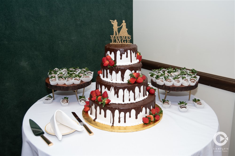 Ashley and Jeff chocolate and strawberries wedding cake