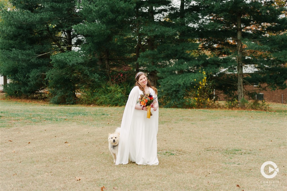 Outdoor Bridal Portrait with Dog