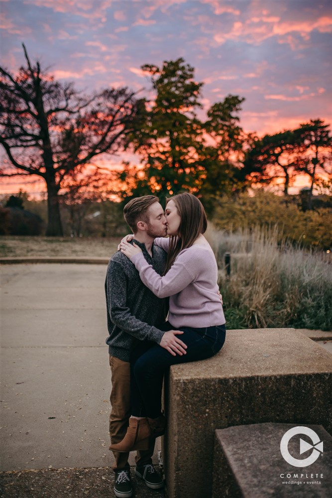 Sunset Engagement Photo in Forest Park