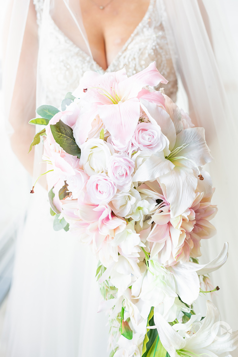 pale pink and white bridal bouquet