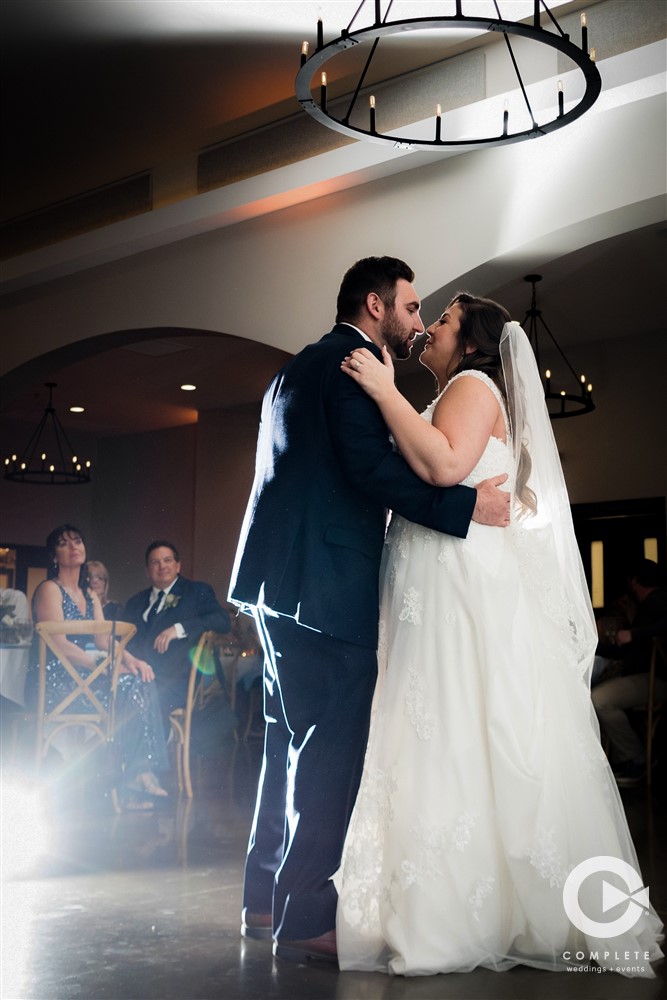 bride and groom at reception