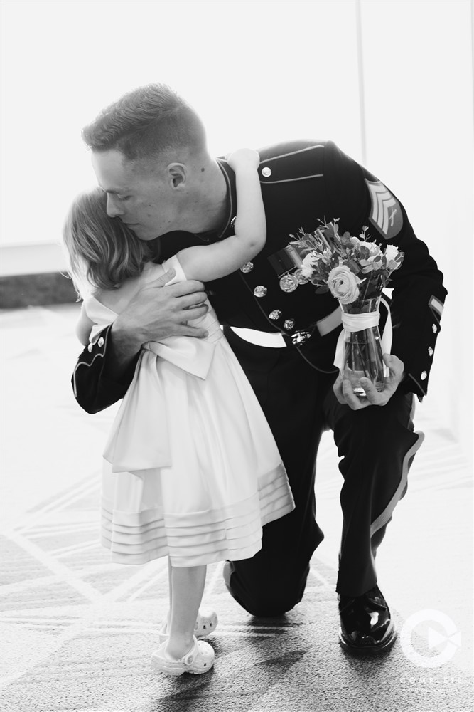 Military wedding - groom and child
