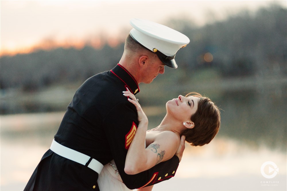 Military wedding posed post ceremony photo