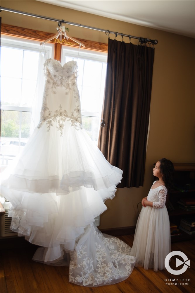 daughter with wedding dress