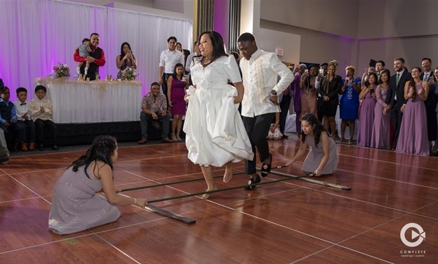 bride and groom dancing