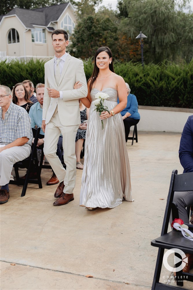 Wedding party walking down the aisle