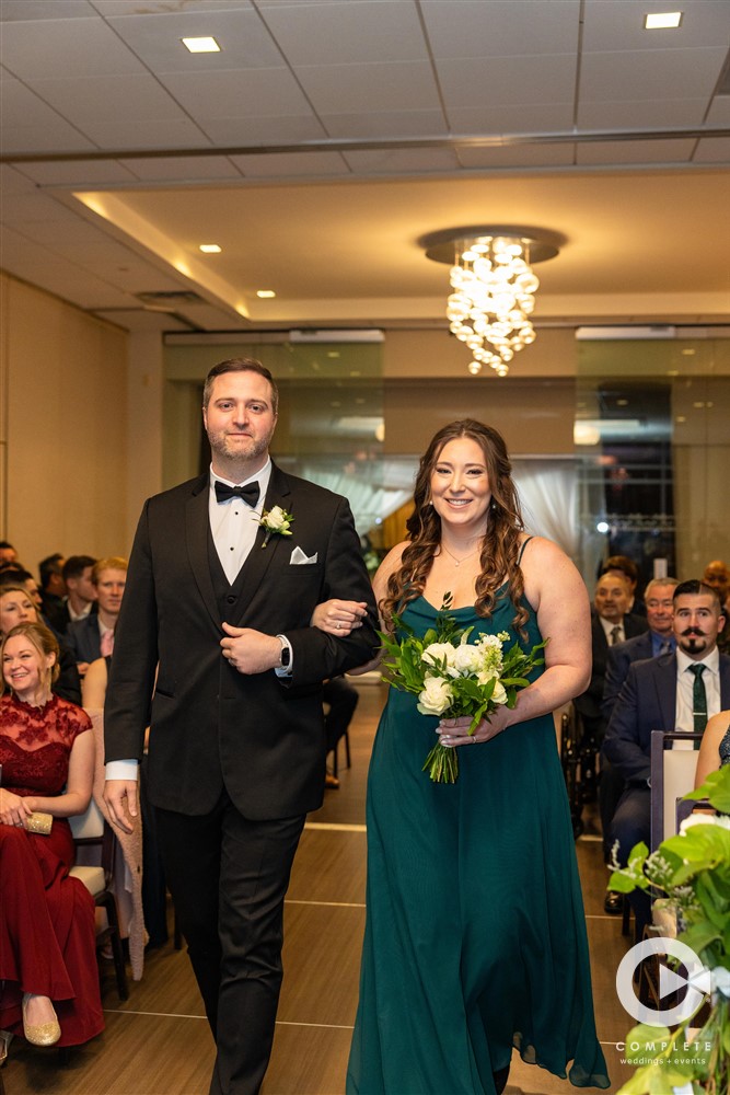 bridal party walking down the aisle