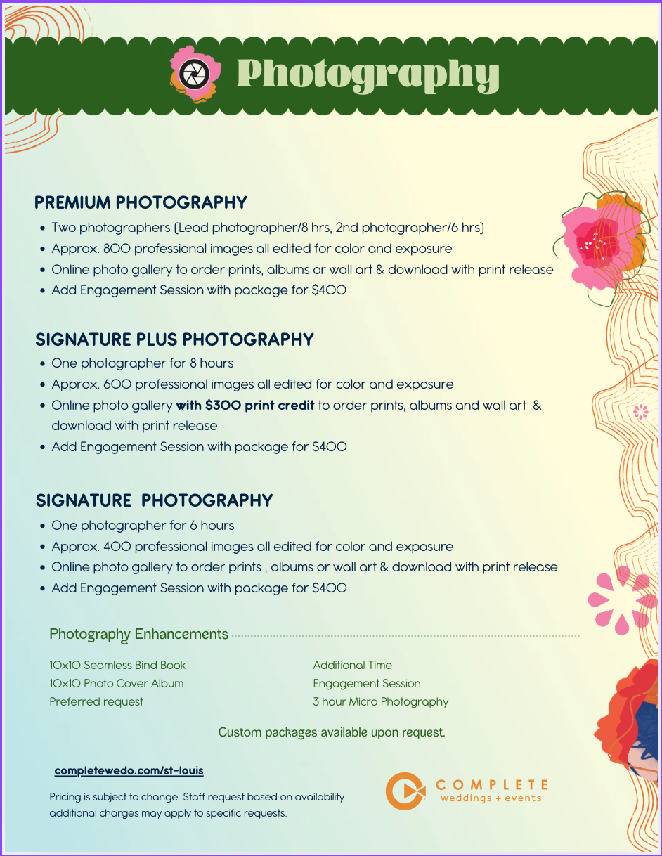 2025 Photography Packages