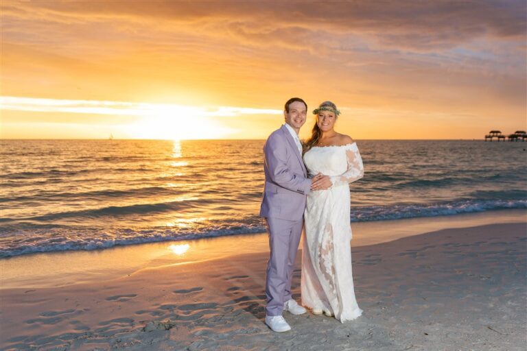 Wyndham Grand Clearwater Beach Resort Wedding Bride & Groom Sunset Photo