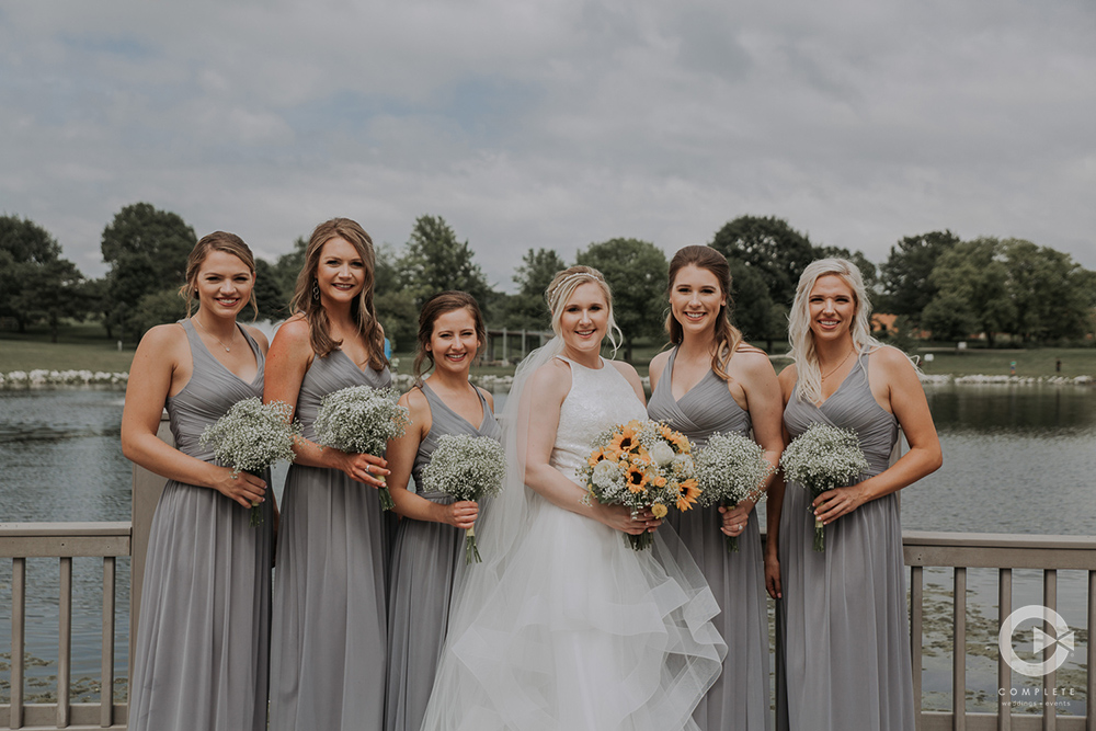 yellow and gray bridesmaid accessories