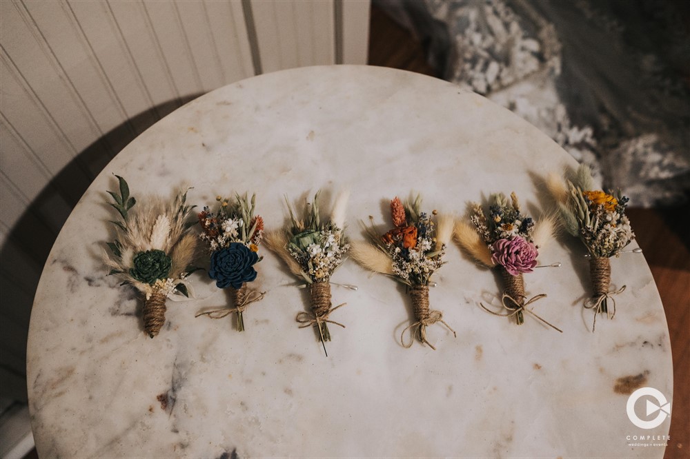 Harry Potter wedding corsages at The Edison Barn.