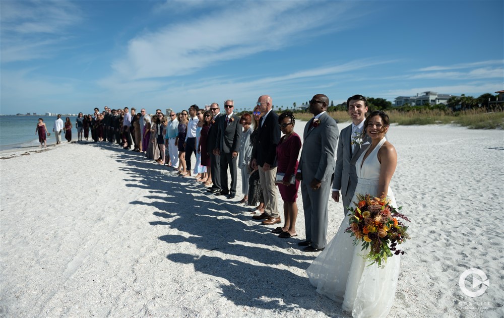 Tampa Bay wedding guest and wedding party photos on St. Pete beach.