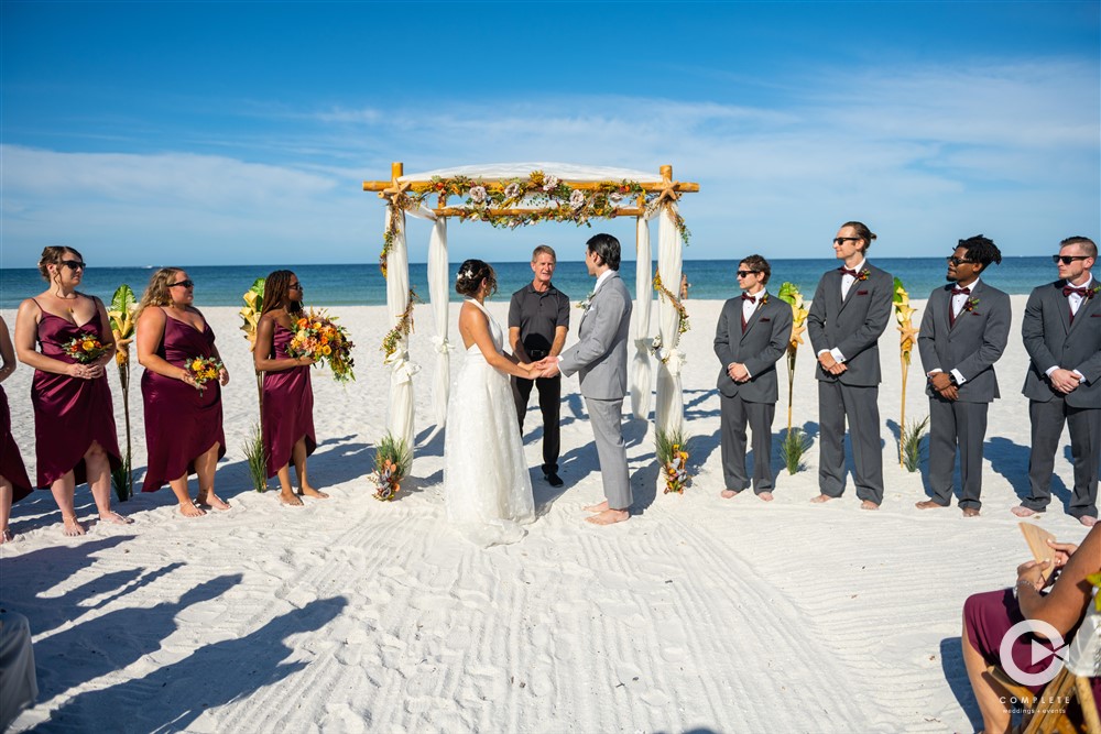 Hotel Zamora beach wedding ceremony.